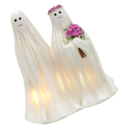 Produktbild: Alipis Halloween-Geisterfiguren Nachtlampe Keramik Hochzeitspaar Geisterstatue Mit Led-Licht Gruselige Halloween-Geisterskulptur Für Zuhause Tischdekoration