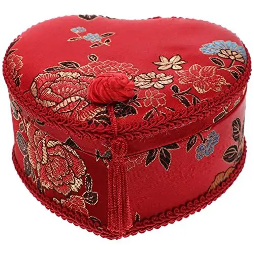 Produktbild: Alipis Kastenkasten Chinesische Schmuckschatulle Halsketten-Organizer Dekorative Schachtel Schmuck-Organizer Nadelwerkzeugbehälter Ringschachtel Braut Schreibtisch Vorschlag Stoff