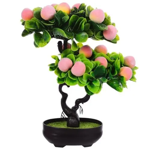 Produktbild: Alipis Künstlicher Pfirsichbaum Topfpflanzen Künstlicher Obstbaum Zitrusbaum Mit Topf Kunstpflanzen Für Den Innenbereich Für Zuhause Büro Wohnzimmer Tisch Schreibtisch