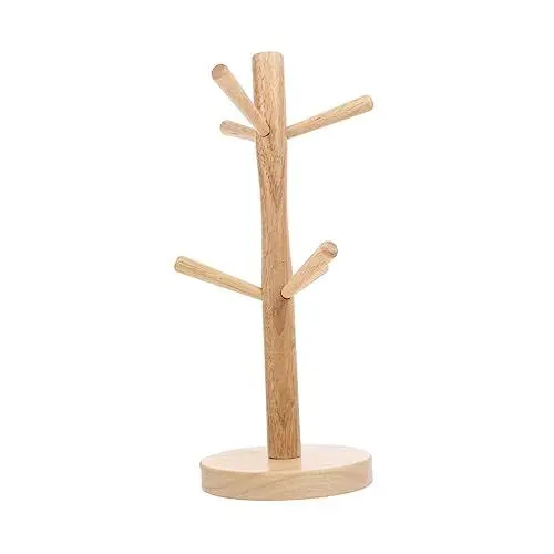 Produktbild: Alipis Massivholz-Abfluss becher halter Kaffeetassenständer Abtropfständer für Wasserbecher Halter für Flaschentrockner mug tree showcase Tassenbaumhalter Kaffeetassenhalter Kautschukholz