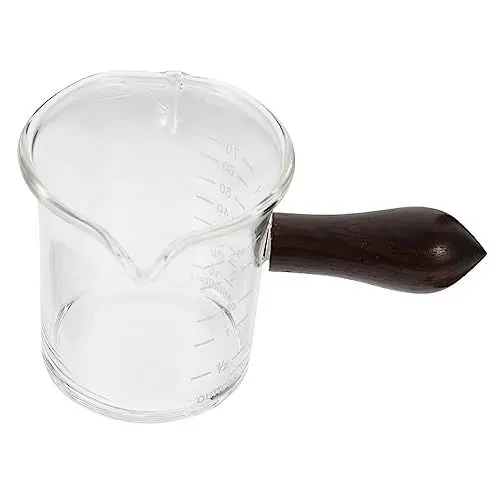 Produktbild: Alipis Messbecher für Kaffeemilch kaffeekanne kaffeekännchen Essigbehälter kaffeehaferl kaffeglas Kaffeetasse Küchenkrug Kaffeesahne kleiner Glaskrug Milchbecher für den Haushalt Holz