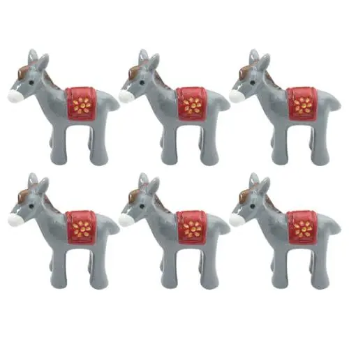 Produktbild: Alipis Winzige Tierfiguren 6 Stück Miniatur-Esel-Ornamente Kunstharz Garten- Und Landschaftsdekor Für Den Miniaturgarten