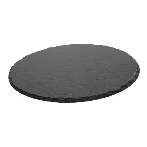 Produktbild: Alipis Pizzablech käseplatte käse platte Schieferplatte schiefertafel swor Kuchenplatte Japanische Sushi-Platte Servierplatte aus Schiefer Kreistablett Wurstbretter Runde Steinplatte