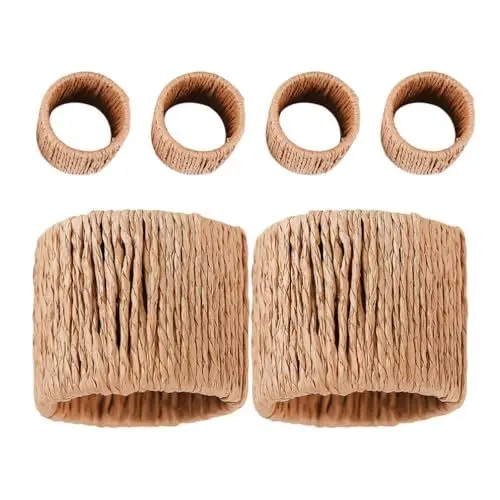 Produktbild: Alipis Rattan-Serviettenringe 6 Stück Gewebter Serviettenringhalter Boho-Serviettenringe Serviettenringe Für Ostern Weihnachten Silvester Erntedankfest