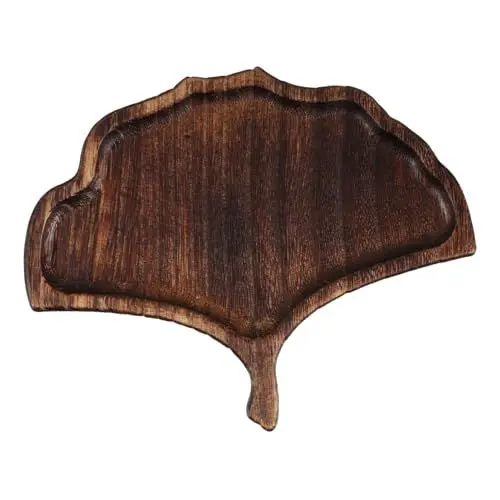 Produktbild: Alipis Elegantes Teetablett Aus Holz Mit Blatt-Design Vintage-tablett Für Die Präsentation Von Tassen Im Wohnzimmer