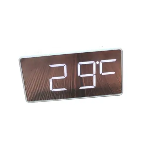 Produktbild: Alipis Led Digitale Wecker Uhr Spiegeluhr Mit Temperaturanzeige Wanduhr Einfache Elektronische Nachttischuhr Modernes Design Weiß
