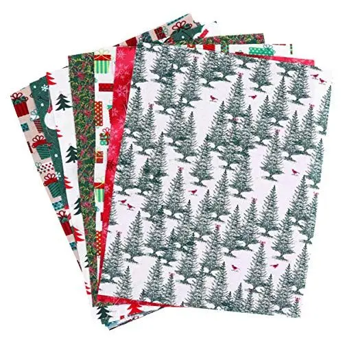 Produktbild: Alipis Weihnachts-Baumwollstoff Quadratische Stoffreste Bedruckter Stoff Weihnachts-Patchwork-Tuch Für Weihnachten Nähen Basteln Heimwerkerbedarf