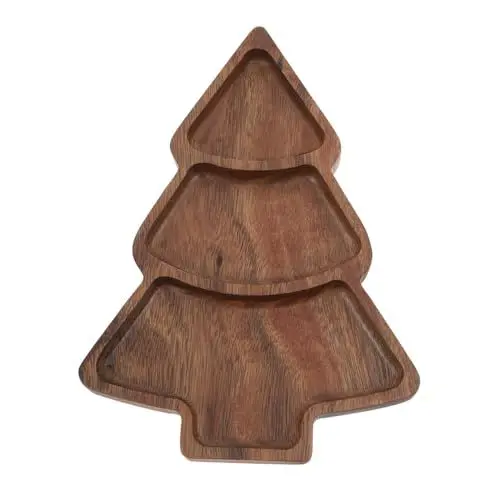 Produktbild: Alipis Weihnachtsbaum Schneidebrett Holz Wasserdichtes Handpoliertes Kleines Serviertablett für Snacks Frühstück Dörrobst Vielseitiges Robustes Holz Charcuterie Board für Festliche
