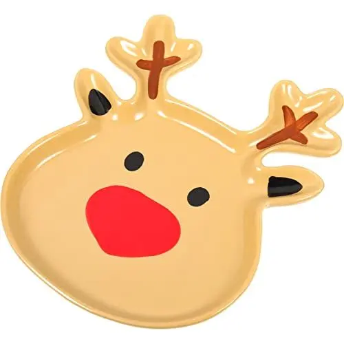 Produktbild: Alipis Weihnachtsteller mit Hirsch Tablett für Sushi-Platten Snack-Platten weihnachtsmotiv snackteller weihnachten Waschtisch Essenstablett Trockenobstteller Dessertteller Keramik