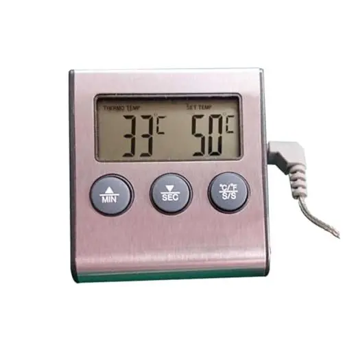 Produktbild: Alipis Digitales Fleischthermometer Mit Edelstahlsonde Instant Read Timer-funktion Für Grill Bbq Ofen Und Kochbedarf Präzise Temperaturanzeige Für Optimale Ergebnisse