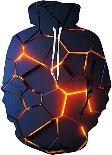 Produktbild: ALISISTER Unisex Hoodie 3D Lustig Galaxis Feuer Schädel Drucken Kapuzenpullover Sweatshirt Lässige Langarm Pullover Kapuzenpullis mit Taschen M
