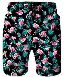 Produktbild: ALISISTER Badeshorts Für Herren 3D Lustig Badehose Flamingo Herren Schnell Trocknend Schwimmhose Hawaii Surfing Running Strand Shorts M