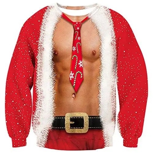 Produktbild: ALISISTER Hässliche Weihnachtspullover 3D Personalisiert Gefälschte Zwei Stücke Design Ugly Christmas Sweater Herrenpärchen Festival Feier Pullover Sweatshirt L