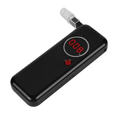 Produktbild: Alkoholtester, Alkoholtester für Alkohol mit 6 Mundstücken, Rotes LCD-Digital-Alkoholtestgerät mit Hintergrundbeleuchtung, Professioneller Alkohol-Atemdetektor der Polizei für