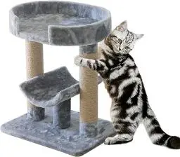 Produktbild: ALL FOR PAWS Katzenmöbel, Robuster Kratzbaum Grosse Katzen Stabil, Ideal für bis zu DREI Katzen, Grauer Baum mit Plattform, Kratzbaum Klein, Cat Tree, Weicher Bodenbelag und Sisalfaser Verpackt