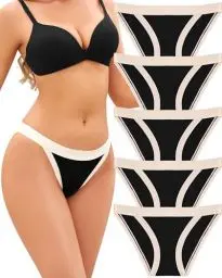 Produktbild: ALL OF ME 5er Pack Seamless Unterwäsche Damen Nahtlose Unterhosen Hipster Panties Kontrastfarbe Slip Sexy Frauen Mehrpack Damen S-XL