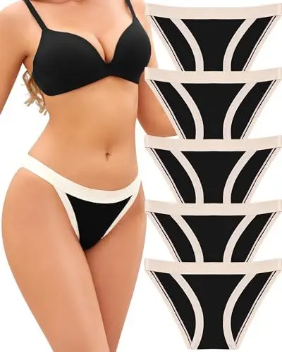 Produktbild: ALL OF ME 5er Pack Seamless Unterwäsche Damen Nahtlose Unterhosen Hipster Panties Kontrastfarbe Slip Sexy Frauen Mehrpack Damen S-XL