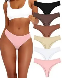 Produktbild: ALL OF ME 6er Pack Baumwolle String Tanga Damen Unterhosen Sexy Unterwäsche Dessous Frauen Cotton Slips Underwear Thongs Women Panties Mehrpack S-XL