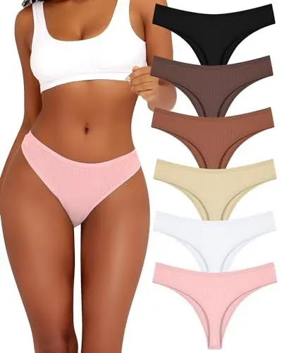 Produktbild: ALL OF ME 6er Pack Baumwolle String Tanga Damen Unterhosen Sexy Unterwäsche Dessous Frauen Cotton Slips Underwear Thongs Women Panties Mehrpack S-XL