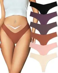 Produktbild: ALL OF ME 6er Pack Seamless String Tanga Damen Unterhosen Sexy Unterwäsche Dessous Frauen Nahtlos Slips No Show Underwear Thongs Women Panties Mehrpack XS-XL