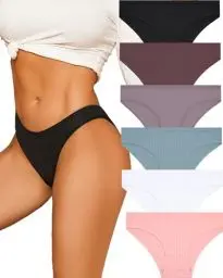 Produktbild: ALL OF ME 6er Pack Unterhosen Damen Baumwolle Unterwäsche Frauen Slip Baumwoll Frauen Slips Soft Hipster Sexy Panties Unterhose Women Underwear Weich Unterhose Mehrpack S-XL
