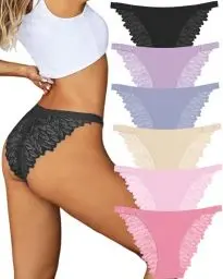 Produktbild: ALL OF ME 8er Pack High Waisted Slip Spitze Unterhosen Damen Hohe Taille Hipster Sexy Slips Bequem Underwear Frauen Nahtlos Spitzen Mehrpack S-XL