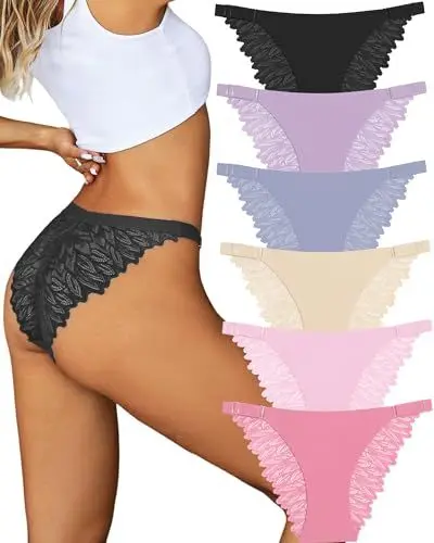 Produktbild: ALL OF ME 8er Pack High Waisted Slip Spitze Unterhosen Damen Hohe Taille Hipster Sexy Slips Bequem Underwear Frauen Nahtlos Spitzen Mehrpack S-XL