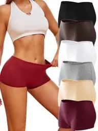 Produktbild: ALL OF SHE Boxershorts Damen Unterhosen Damen Baumwolle Unterwäsche Frauen 6er Set Reine Farbe Panties Bequem Hotpants Einfach Dehnbar Hipster Mehrpack L