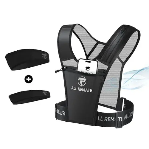 Produktbild: ALL REMATE Brust-Telefonhalter für Laufweste, verstellbare reflektierende Trainingsausrüstung (Laufweste) (Plus 2 Stirnbänder)
