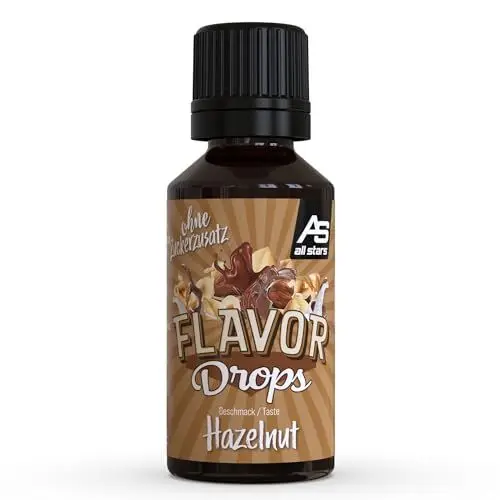 Produktbild: ALL STARS Flavor Drops (Hazelnut, 30 ml) – Aromatropfen ohne Zuckerzusatz & ohne Kalorien – Süße & Geschmack für Lebensmittel – Vegan & Made in Germany