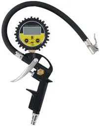Produktbild: All Ride Digital Reifendruckprüfer mit Manometer - PSI/BAR/KPA/KG - Batteriebetrieben - 30 cm Luftschlauch - Passend für die meisten Luftkompressoren - Auto, Fahrrad, Motorrad und LKW - Schwarz