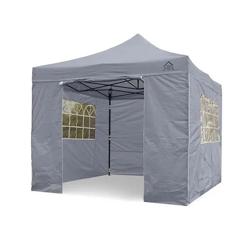 Produktbild: All Seasons Gazebos 3x3m vollständig wasserdichtes Faltpavillon mit 4 Seitenteilen - Metallisch Grau