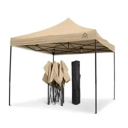 Produktbild: All Seasons Gazebos Strapazierfähiger Faltpavillon und Vorzelt, komplett wasserdicht, hochwertig, für einen sekundenschnellen Aufbau, 3 x 3 m erhältlich (Beige)