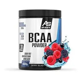 Produktbild: All Stars BCAA POWDER 420g zuckerfrei & vegan I verzweigtkettige Aminosäuren I hochwertiges Eiweiß-Pulver mit L-Leucin + L-Valin + L-Isoleucin I Protein-Shake mit Berry Blast Flavour