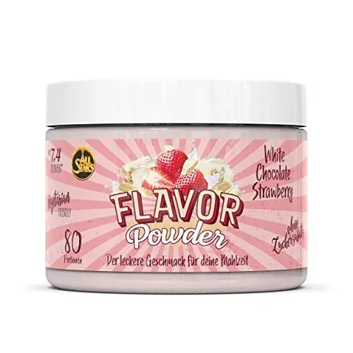 Produktbild: ALL STARS Flavor Powder – Geschmackspulver ohne Zuckerzusatz – angenehme Süße & Geschmack für Lebensmittel und Getränke – 240g (White Chocolate Strawberry)