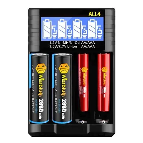 Produktbild: ALL4 1.5V LCD Li Ion Universal Ladegerät Wiederaufladbare 1.5V Akku Ladegerät mit C USB Eingang, Universal Ladegerät für 1.5V/1.2V/14500 Li-Ion Wiederaufladbare AA AAA Batterien