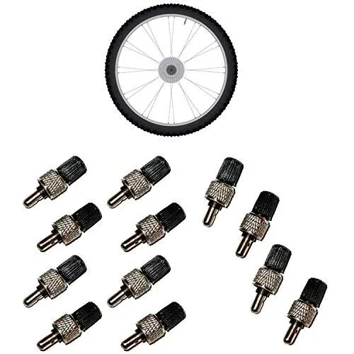 Produktbild: all-around24 8 Stück Fahrrad Ventile Set Adapter Fahrradventil + Muttern + Ventilkappen Blitzventil Dunlopventil