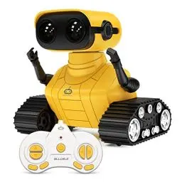 Produktbild: ALLCELE RC Roboter Kinder Spielzeug, Ferngesteuertes Auto Roboter Spielzeug mit Fernbedienung für Kinder ab 3+ Jahren, Süß Aussehen, Interessant Musik, Geschenk für Jungen und Mädchen (Gelb)