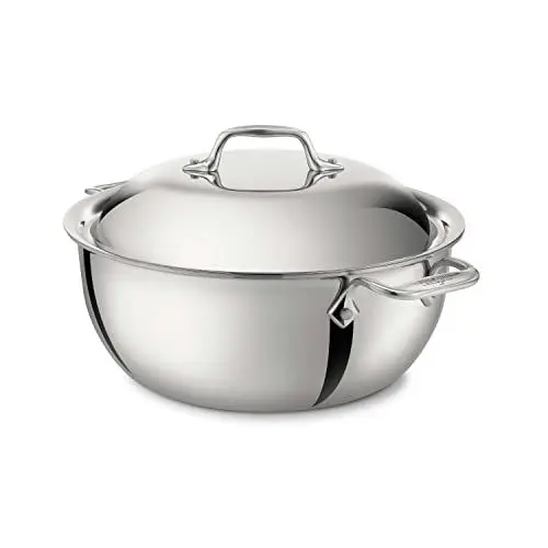 Produktbild: All-Clad Holländischer Topf Induktion 26,7 cm, für alle gänigen Herdarten geeignet, Schmortopf mit Deckel, dutch oven, gleichmäßige Wärmeverteilung, Edelstahl, 4500