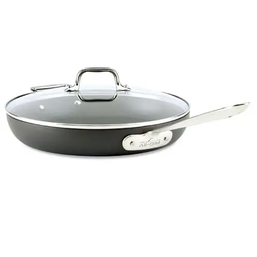 Produktbild: All-Clad HA1 harteloxierte Bratpfanne mit Antihaftbeschichtung, 30,5 cm, Induktionsherd, geeignet für Backofen, Grill, 150 °C, Deckelsicher 100 °C, Töpfe und Pfannen, Kochgeschirr, schwarz