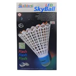 Produktbild: alldoro 60056 - LED Sky Ball ca. 24 cm, leuchtender & blinkender Riesen Federball, Zubehör für Federballset, passend für XXL Badminton und Tennis Schläger, inklusive Batterien, in 3 Farben sortiert