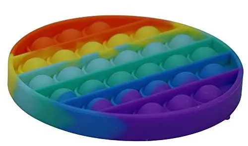 Produktbild: alldoro 63044 Play Silikon Fidget Spielzeug ca. 12 cm rund, Pop it Anti Stress Fingerspielzeug, Bubble Push Toy für Stressabbau, Geschicklichkeitsspiel für Kinder und Erwachsenen, Regenbogen