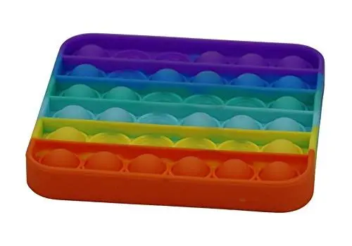 Produktbild: alldoro 63049 Play Silikon Fidget Spielzeug ca. 12 cm eckig, Pop it Anti Stress Fingerspielzeug, Bubble Push Toy für Stressabbau, Geschicklichkeitsspiel für Kinder und Erwachsenen, Regenbogen, Quadrat
