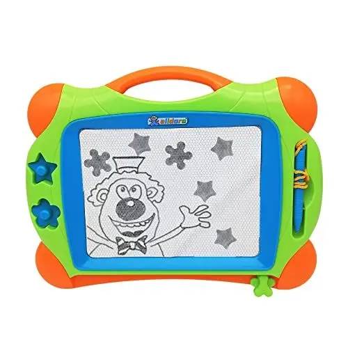 Produktbild: alldoro 68500 Magnettafel für Kinder mit schwarz/weiß Display, Zaubertafel mit Schieber, Stift und Stempeln
