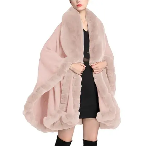 Produktbild: Alle Angebote Winter Mantel Für Damen Warme Winterjacke Luxuriöse Modische Warme Cape-Schaljacke Für Damen Geeignet Für Frühling Und Winter Weißer Kunstmantel Cape-Schal Strickjacken Stricken