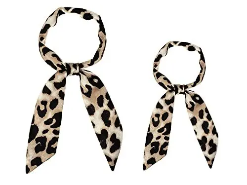 Produktbild: Allegra K 2 Stücke Damen dünner Schal Leopard bedrucktes Haarband langes Halstuch Halstuch Hellbraun Hellbraun 88x5cm