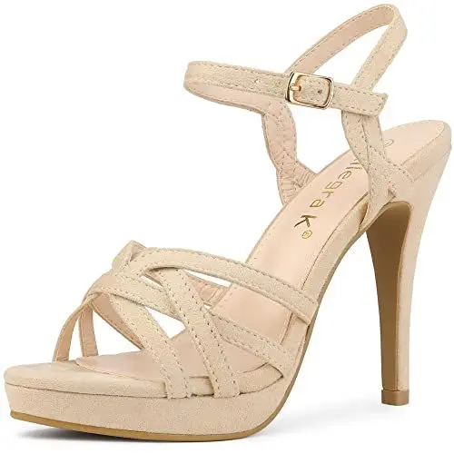 Produktbild: Allegra K Damen-Riemchen-Plateau-Heels Stiletto-Absatz-Sandalen Beige 38