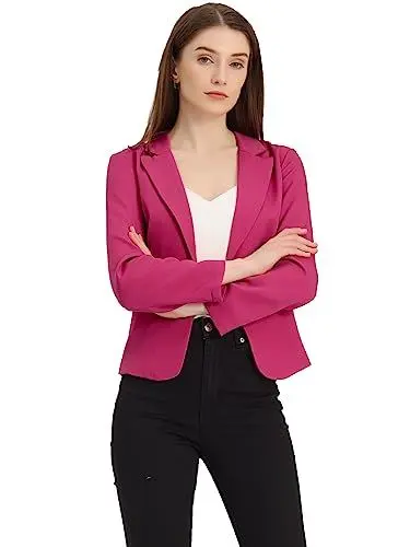 Produktbild: Allegra K Damen Gekerbter Kragen Offen Blazer Freizeit Jacke Büro Sakko Rosas XS