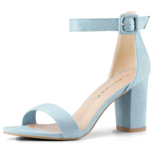 Produktbild: Allegra K Damen High Chunky Heel Schnalle Knöchelriemen Sandalen Himmelblau 38