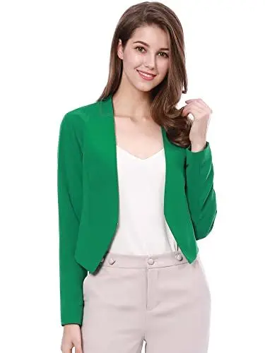 Produktbild: Allegra K Damen Langarm Offen Asymmetrisch Crop Blazer Jacke Grün S